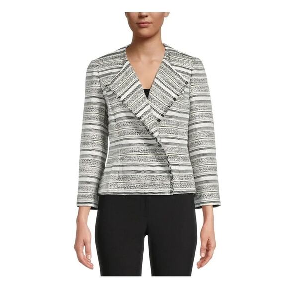 Kasper XS Black White Textured Striped Blazer Jacket Workwear NWT - Picture 2 of 6